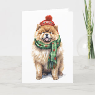 Cartão De Festividades Natal Chow Chow, Cão de Férias EM BRANCO