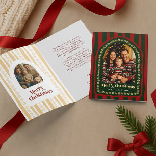 Cartão De Festividades Natal Clássico Atemporal Vermelho Verde Duas Fotos