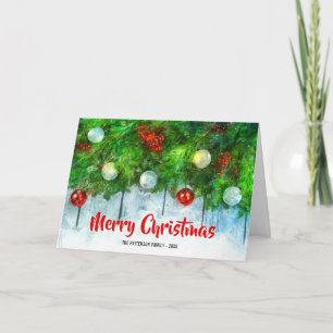 Cartão De Festividades Natal clássico com árvore de pinheiro tradicional