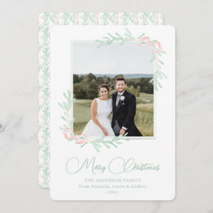 Cartão De Festividades Natal clássico com cor de água rosa do sul