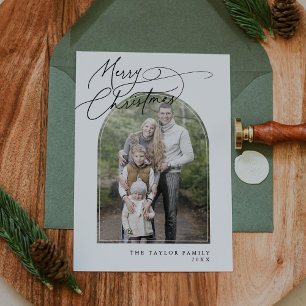 Cartão De Festividades Natal clássico da família DARCY Black Arch