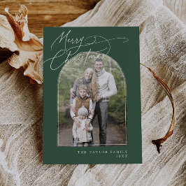 Cartão De Festividades Natal clássico da família DARCY Green Arch