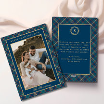 Natal clássico da Xadrez azul Vintage Wreath