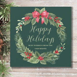 Cartão De Festividades Natal clássico em Wreath