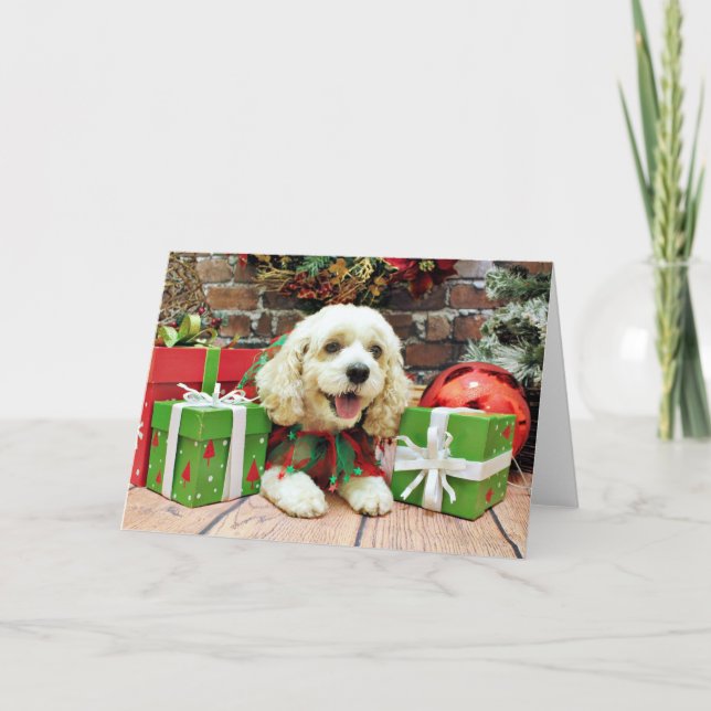 Cartão De Festividades Natal - Cockapoo - Clancy (Frente)