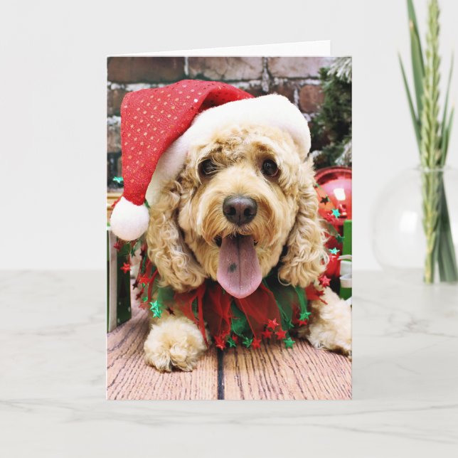 Cartão De Festividades Natal - Cockapoo - Sadie (Frente)