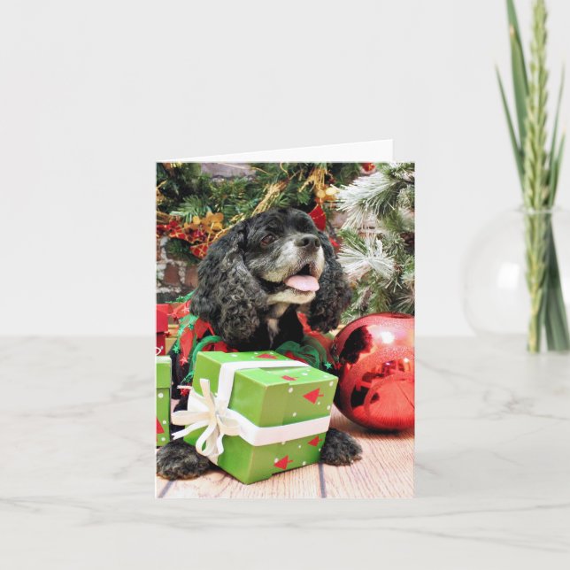 Cartão De Festividades Natal - cocker spaniel - Marshall (Frente)