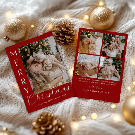 Cartão De Festividades Natal Colagem de Cinco Fotos Moderna e Elegante