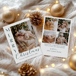 Cartão De Festividades Natal Colagem de Cinco Fotos Moderno e Elegante