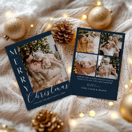 Cartão De Festividades Natal Colagem de Cinco Fotos Moderno e Elegante
