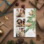 Cartão De Festividades Natal - Colagem de Fotos da Árvore de Natal<br><div class="desc">Saudações aos seus entes queridos num estilo quente e festivo este Natal com um cartão de feriado na moda com três das suas fotografias favoritas! Imprimida com cartolina de alta qualidade, a bela árvore de Natal a aquarela é decorada com tons de ouro e creme de champanhe com luzes de...</div>