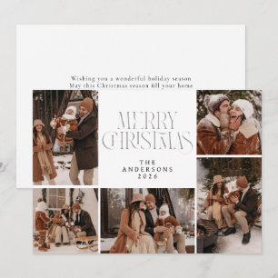 Cartão De Festividades Natal Colagem de Fotos Múltiplas Minimalista Elega
