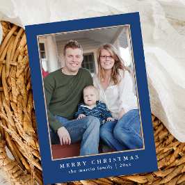 Cartão De Festividades Natal Colorido de Padrão de Xadrez Azul