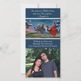 Cartão De Festividades Natal colorido do cristão da foto dos viajantes