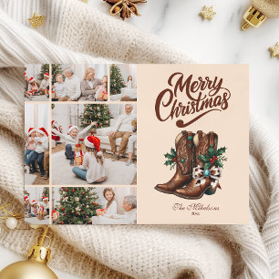Cartão De Festividades Natal com Arco e Botas Western 7 Foto