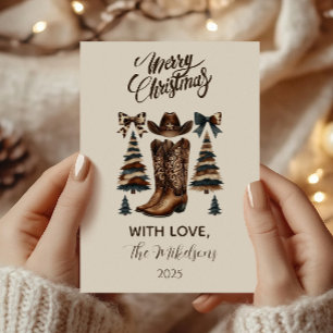 Cartão De Festividades Natal com Arco Western Cowgirl