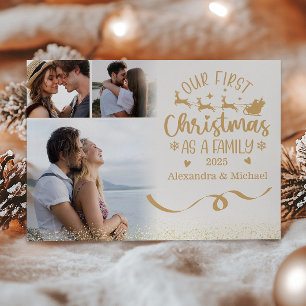 Cartão De Festividades Natal com Brilho Dourado 3 Fotos