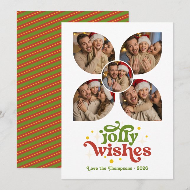 Cartão De Festividades Natal com Colagem de Fotos Retro de Meados do Sécu (Frente/Verso)