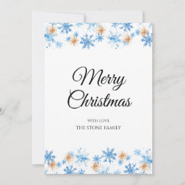 Cartão De Festividades Natal com Floco de Neve Azul Moderno