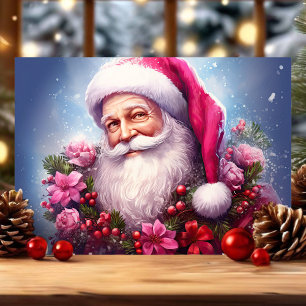 Cartão De Festividades Natal com Flores Rosa de Natal