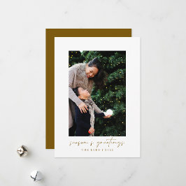 Cartão De Festividades Natal com Foto de Letra à Mão Moderna Mínima