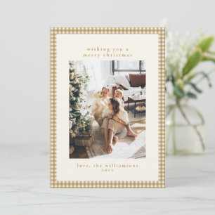 Cartão De Festividades Natal com Foto Personalizada da Família em Xadrez 