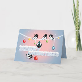 Cartão De Festividades Natal com Magpies e bolhas 2