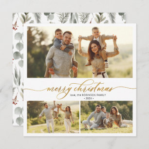 Cartão De Festividades Natal com múltiplas fotos da Folhagem 3 da Tipogra
