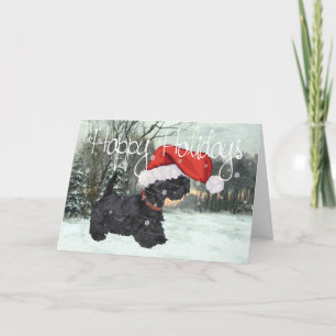 Cartão De Festividades Natal com Neve do Terrier Escocês
