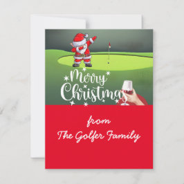 Cartão De Festividades Natal com Papai Noel da Família Golfe