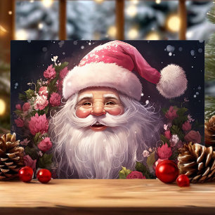 Cartão De Festividades Natal com Rosas Cor-de-Rosa de Natal