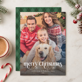 Cartão De Festividades Natal com Roteiro de Caligrafia de Foto de Família