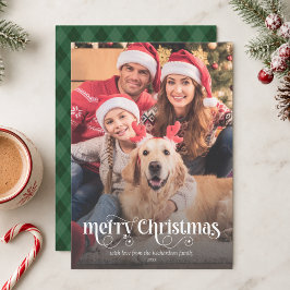 Cartão De Festividades Natal com Roteiro de Caligrafia de Foto de Família
