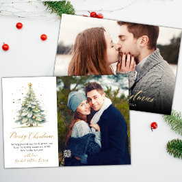 Cartão De Festividades Natal com Script Moderno Árvore 2 Foto Natal