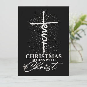 Cartão De Festividades Natal Começa com Cristo Jesus Cruz Cristã 
