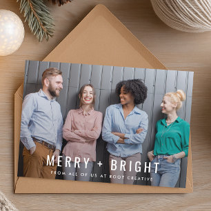 Cartão De Festividades Natal comercial   Feliz e Brilho da Foto em Equipe