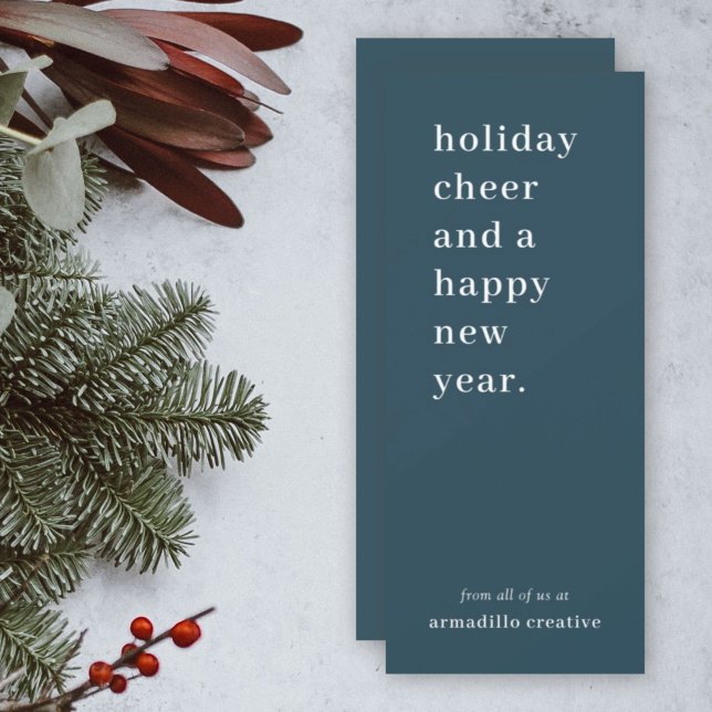 Cartão De Festividades Natal comercial | Moderna Na moda de Teal (Professional business Christmas card created for stylish, elegant, and festive company branding)