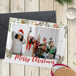 Cartão De Festividades Natal corporativo da Folhagem de Aquarela Elegante