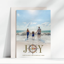 Cartão De Festividades Natal costeiro | Foto de alegria de férias náutica