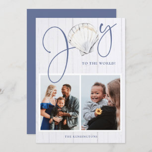 Cartão De Festividades Natal Costeiro Joy Seashell Holiday 2 Fotos