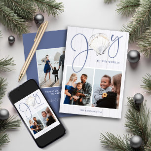 Cartão De Festividades Natal Costeiro Joy Seashell Holiday 3 Fotografias