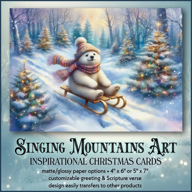 Cartão De Festividades Natal Cristão do Urso Polar Inspirador (Criador carregado)