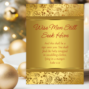 Cartão De Festividades Natal Cristão Elegante a Ouro