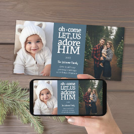 Cartão De Festividades Natal cristão - pontos azuis pastel