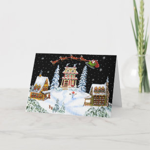 Cartão De Festividades Natal, cumprimento, cartão, papai noel, rena,