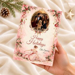 Cartão De Festividades Natal da Bailarina Rosa