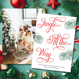 Cartão De Festividades Natal da Caligrafia Vermelha Elegante