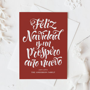Cartão De Festividades Natal da Calligrafia Red Feliz Navidad