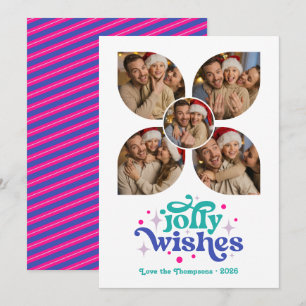 Cartão De Festividades Natal da Colagem de Fotografias com Pop Cósmico