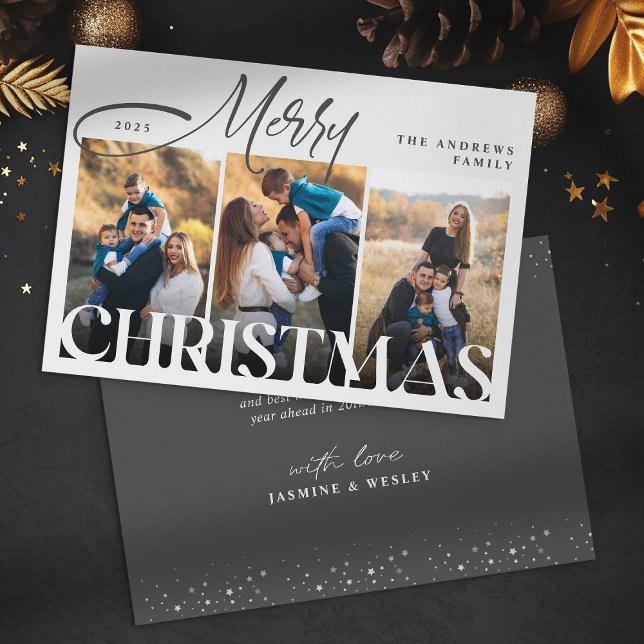 Cartão De Festividades Natal da Colagem de Fotos da Família Moderna 3 (Criador carregado)